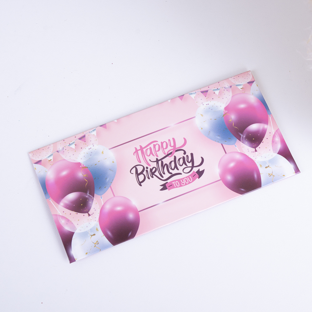 конверт для денег "HAPPY BIRTHDAY" розовый